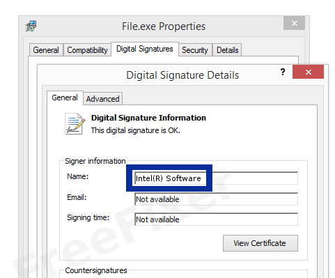 Screenshot of the Intel(R) Software certificate